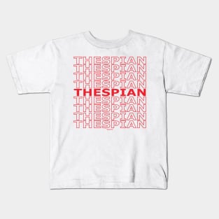 Thespian Repeating Text (Red Version) Kids T-Shirt